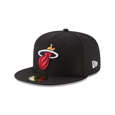 Black Miami Heat Hat - New Era NBA Wool Standard 59FIFTY Fitted Caps USA5498603